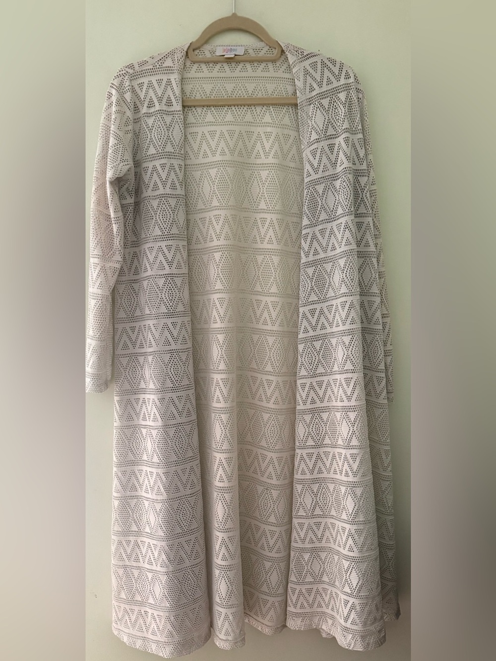 Lularoe Off White  Knit Eyelet Open Cardigan Duster Coverup S